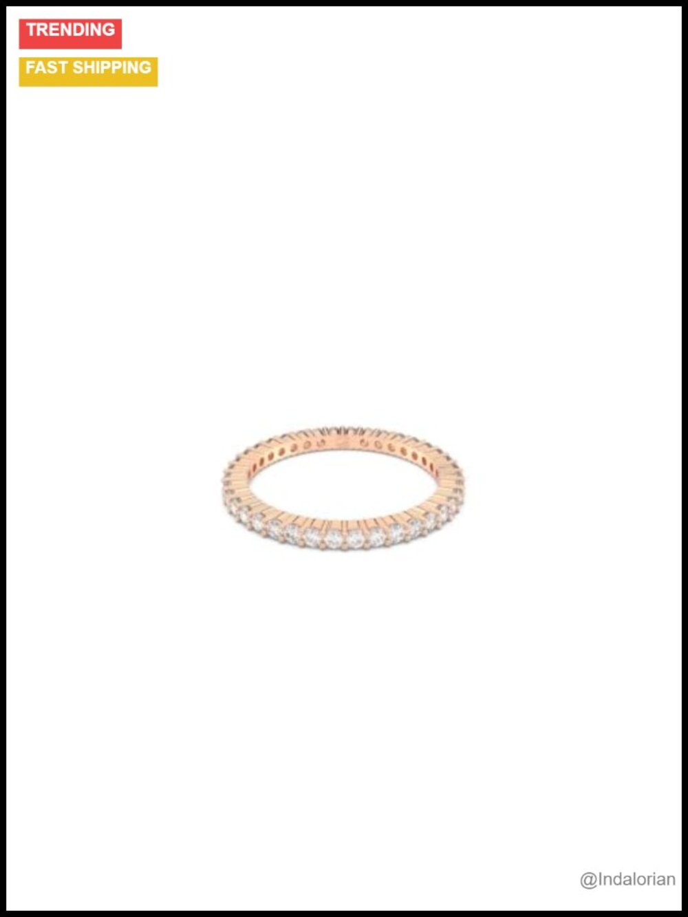 Round Cut Crystal Statement Ring Size 7 Rose Gold-Tone Finish Stackable